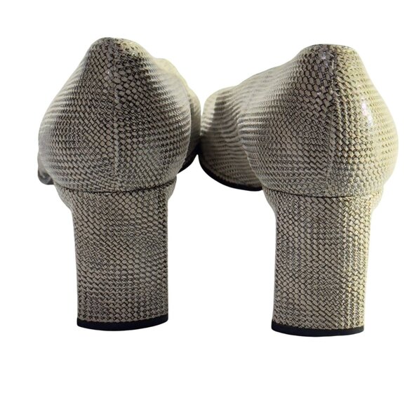 Stuart Weitzman Women's Beige Snakeskin Print Block Heel Shoes Size 9 AAAA - Picture 4 of 11